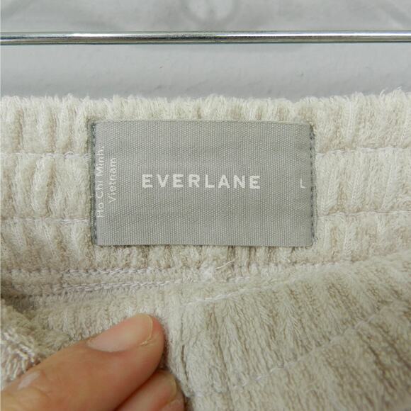Everlane Terry Cloth Knit Shorts Size L Cream Pink Beige Pull On Pockets - Picture 2 of 7